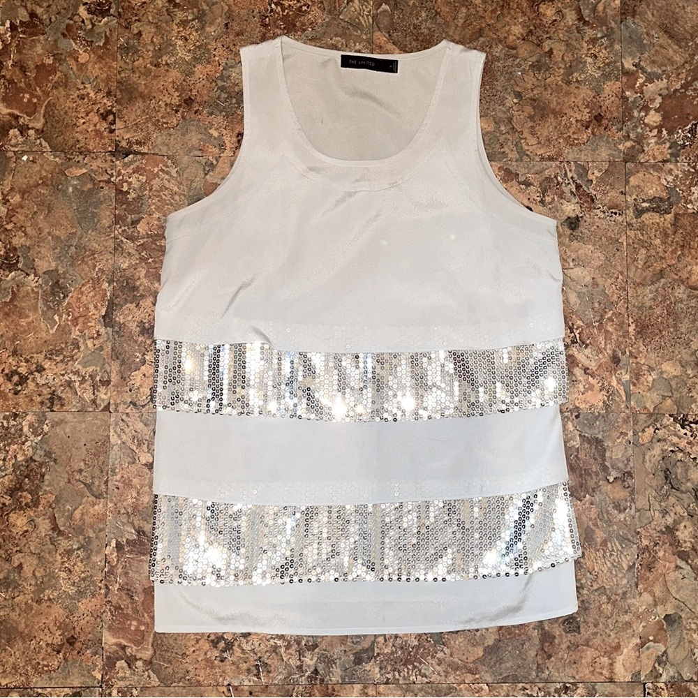 The Limited Women’s Silver Sequin Lightweight Sleeveless Tank Blouse Size Medium